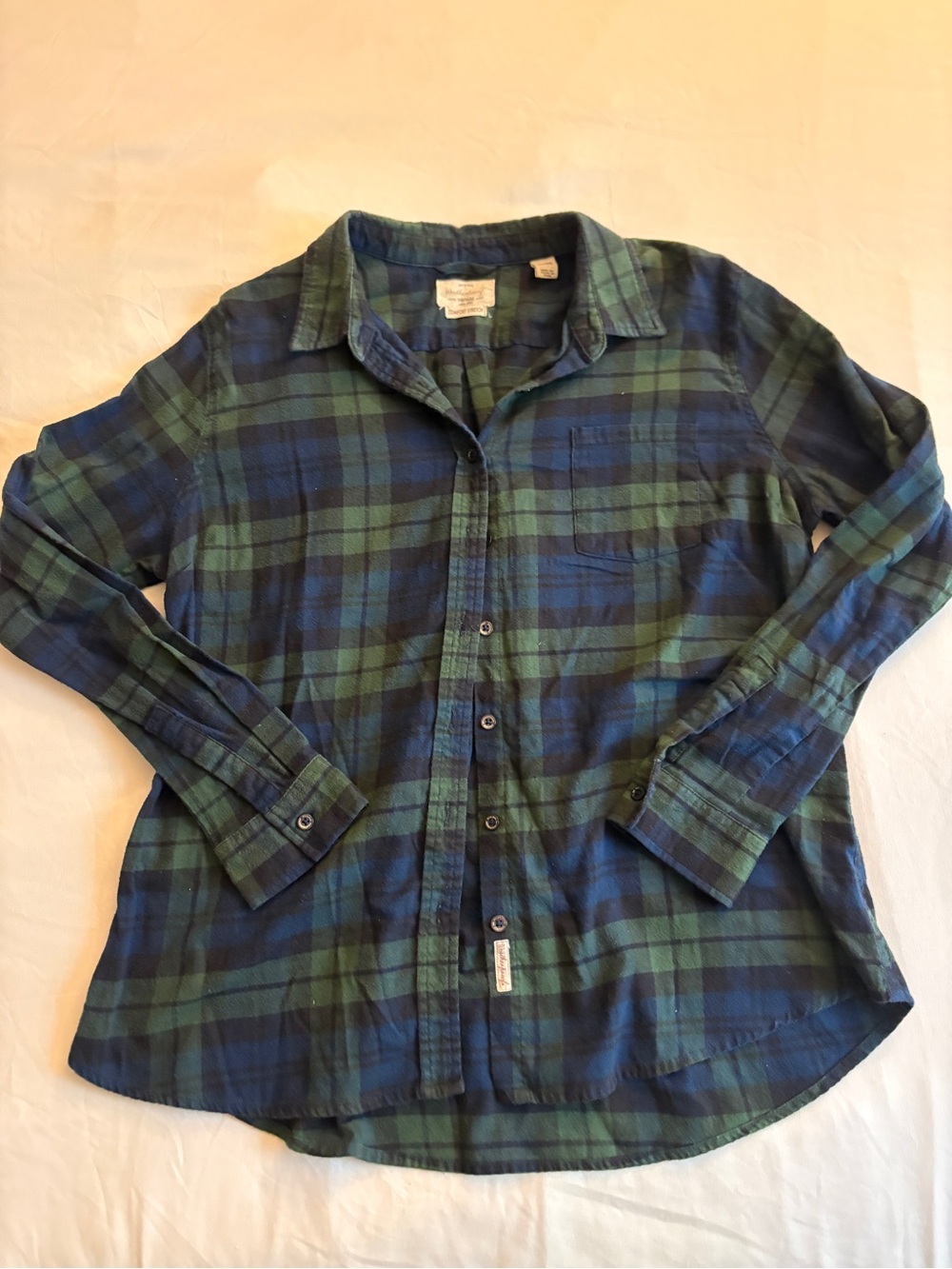 Original Weatherproof Green Blue Vintage Women’s Flannel Long Sleeve Top Fall